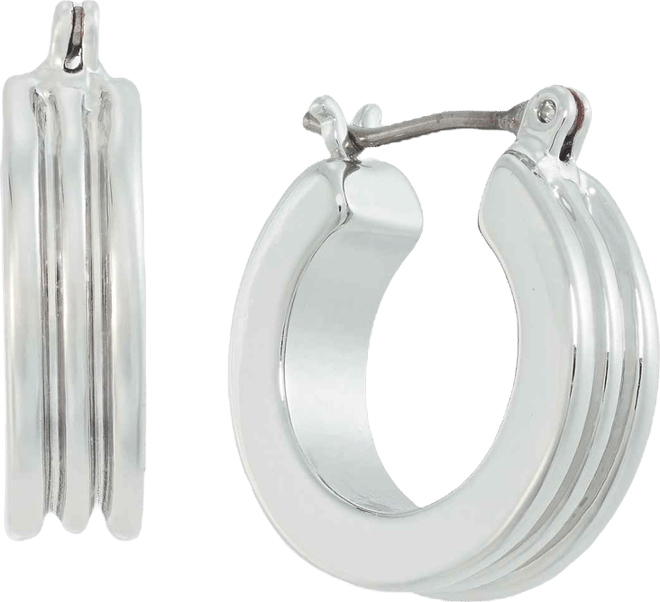 Small Silver Tone Textured Hoop Earrings, Macy's Exclusive