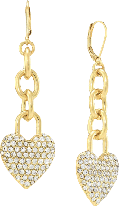 Pave Heart Chain Linear Drop Earrings, Macy's Exclusive