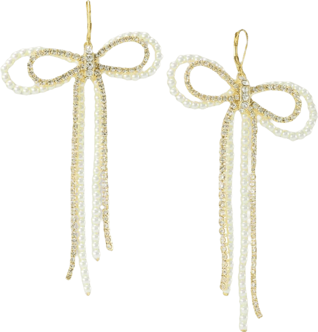 Crystal & Imitation Pearl Bow Statement Earrings, Macy's Exclusive
