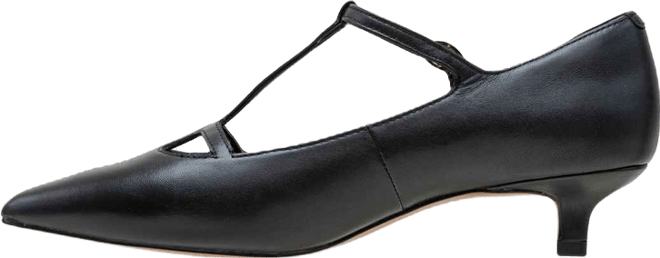 Celia Women's Pointed toe T-Strap Kitten Heel Pump