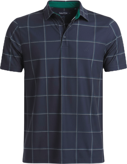 Men's Short Sleeve Windowpane Golf Polo Shirt