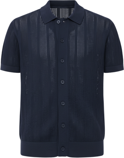 Men's Striped Openwork Knitted Shirt