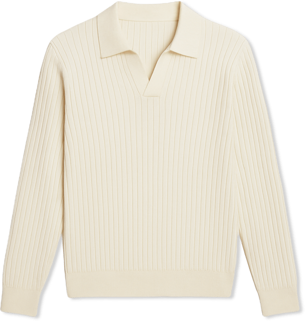 Men's Ribbed Knitted Polo Sweater