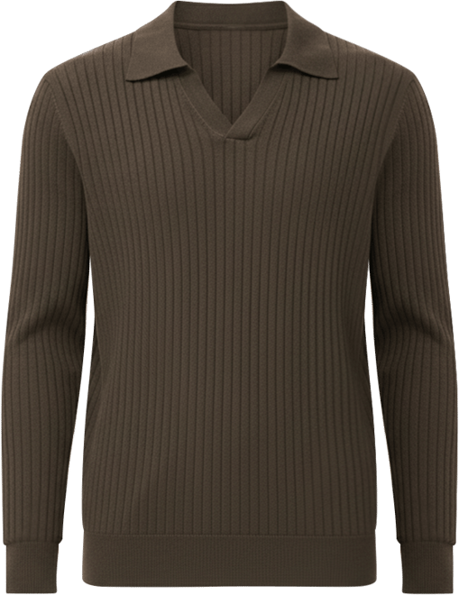 Men's Ribbed Knitted Polo Sweater