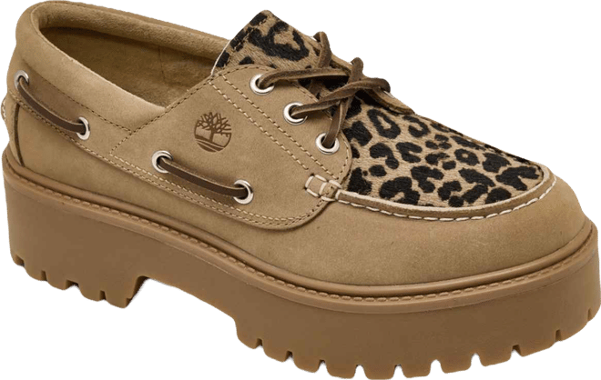 Timberland Women's Stone Street 3-Eye Leopard Print Platform Boat