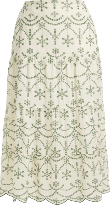 Women's Eyelet Scalloped Hem Maxi Skirt