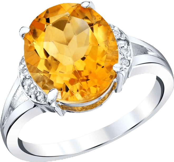 Citrine (4-1/2 ct. t.w.) and Diamond Accent Ring in Sterling Silver