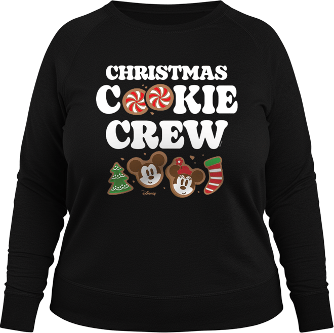 Disney Mickey and Minnie Christmas Cookie Crew Women's French Terry Long Sleeve Shirt