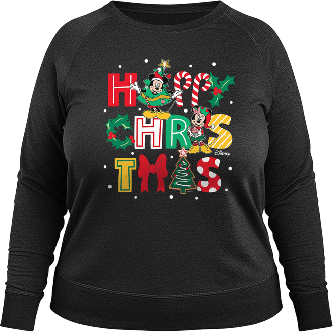 Disney Mickey and Minnie Happy Christmas Women's French Terry Long Sleeve Shirt