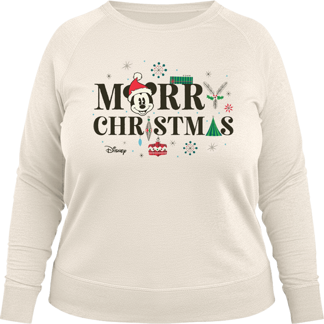 Dinsney Mickey Mouse Merry Christmas Women's French Terry Long Sleeve Shirt