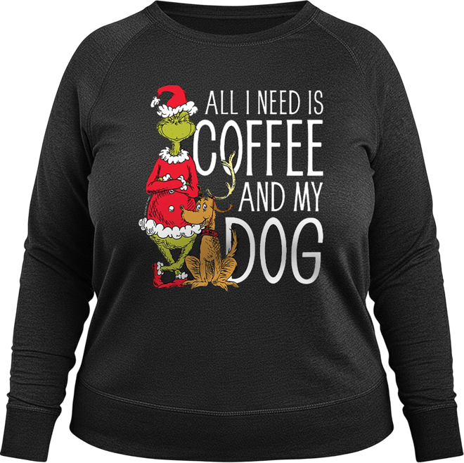 Grinch and Max Coffee and My Dog Women's French Terry Long Sleeve Shirt