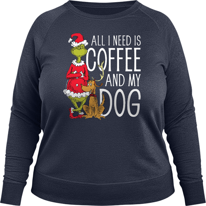 Grinch and Max Coffee and My Dog Women's French Terry Long Sleeve Shirt