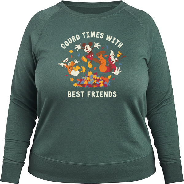 Disney Fall Mickey and Friends Gourd Times Women's French Terry Long Sleeve Shirt