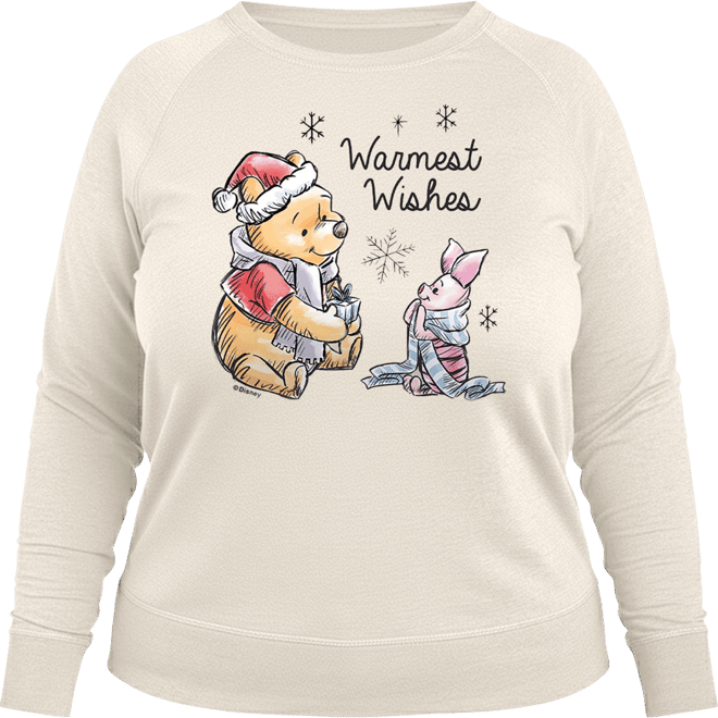 Winnie the Pooh and Piglet Christmas Warmest Wishes Women's French Terry Long Sleeve Shirt