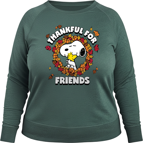 Snoopy and Woodstock Fall Friends Women's French Terry Long Sleeve Shirt