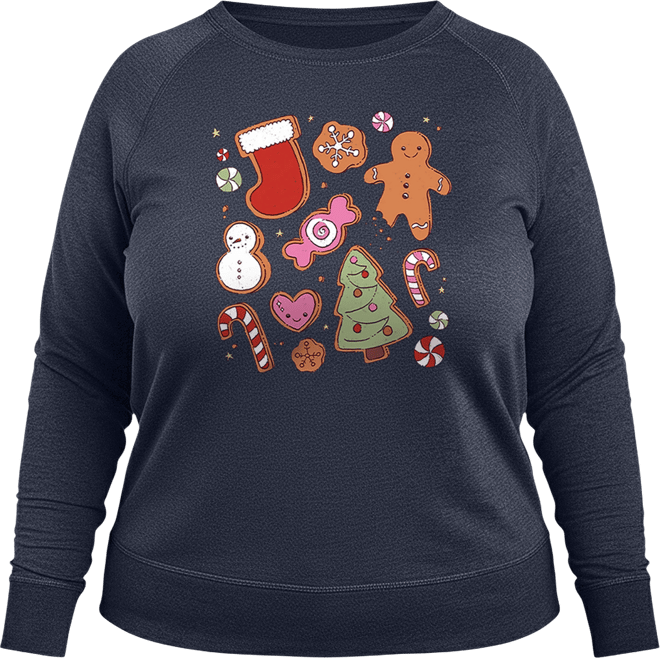 Cute Christmas Cookies Women's French Terry Long Sleeve Shirt