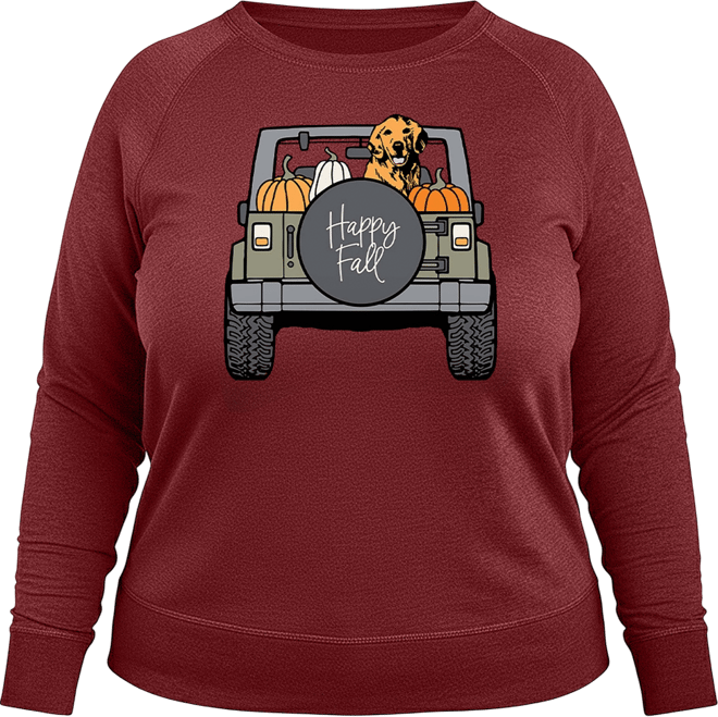 Fall Dog in Pumpkin Truck Women's French Terry Long Sleeve Shirt