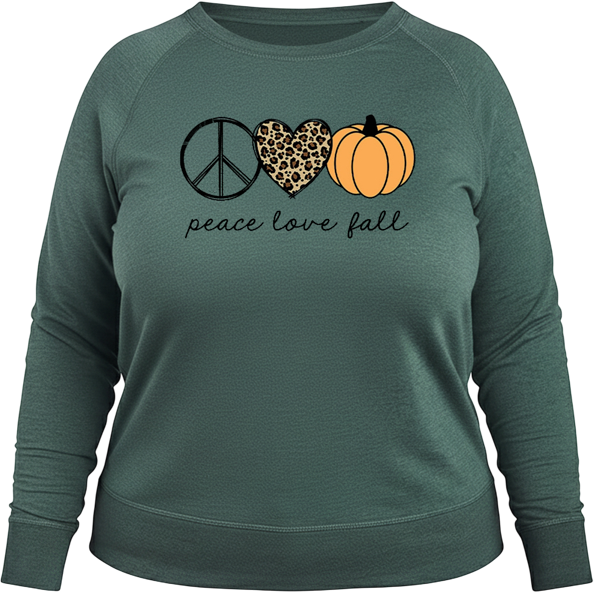 Peace Love Fall Pumpkin Women's French Terry Long Sleeve Shirt