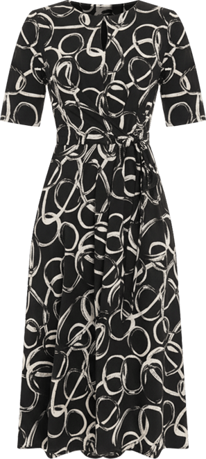 Women's Printed Fit and Flare Pull-On Midi Dress