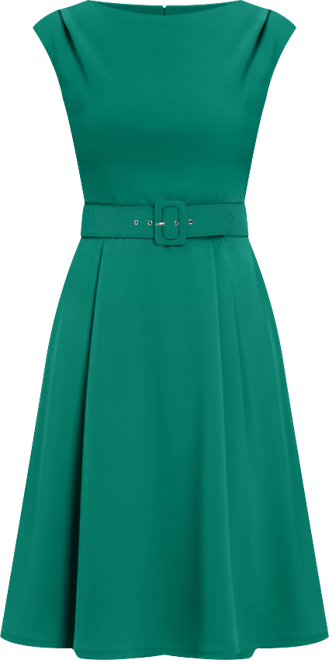 Women's Boat Neck Fit and Flare Dress