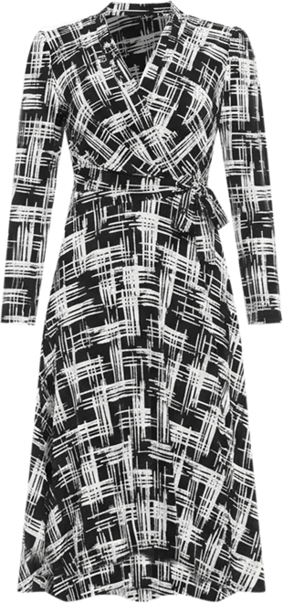 Women's Printed Long-Sleeve Midi Dress