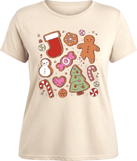 Cute Christmas Cookies Women's Short Sleeve Graphic T-shirts