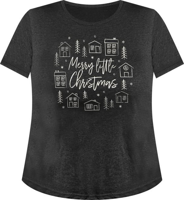 Merry Little Christmas Houses Women's Short Sleeve Graphic T-shirts