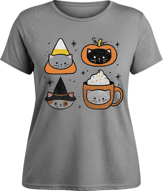Plus SizeHalloween Cats Women's Short Sleeve Graphic T-shirts