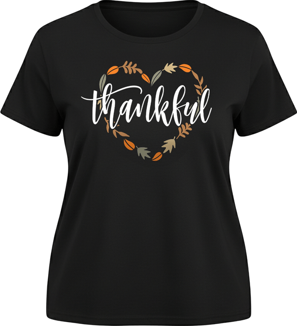 Plus SizeHeart Thankful Women's Short Sleeve Graphic T-shirts