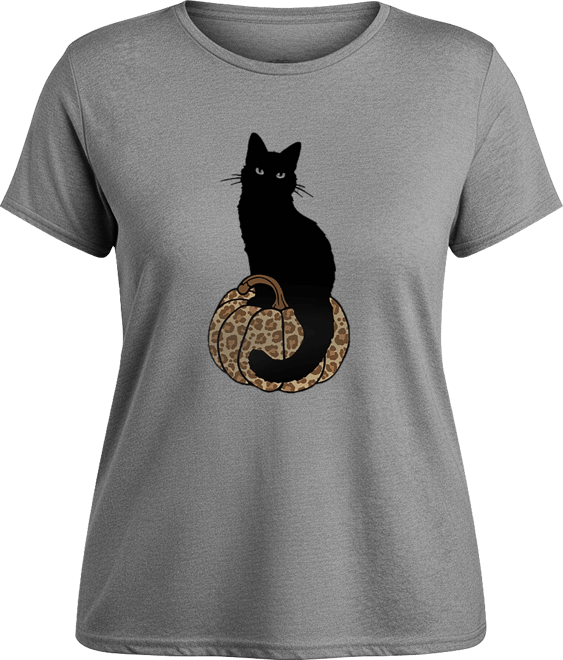 Halloween Black Cat Pumpkin Women's Short Sleeve Graphic T-shirts
