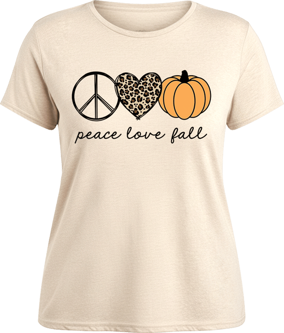 Peace Love  Plus SizePumpkin Women's Short Sleeve Graphic T-shirts