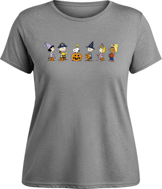 Peanuts Gang Halloween Trick or Treat Women's Short Sleeve Graphic T-shirts
