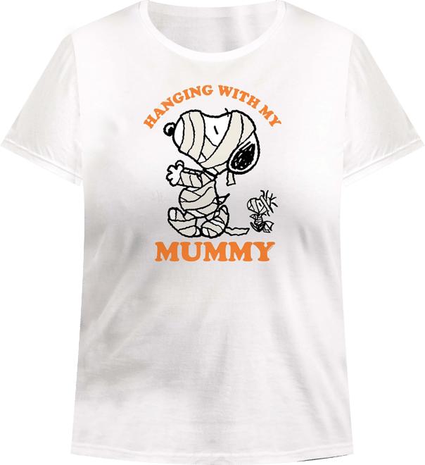 Halloween Woodstock and Snoopy Mummy Women's Short Sleeve Graphic T-shirts