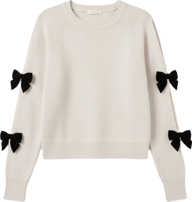Bow & Cut Out Sleeve Sweater