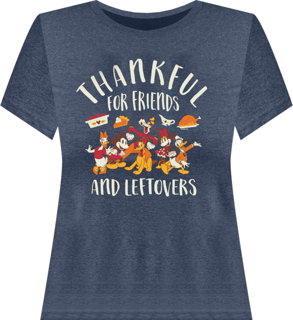 Disney Mickey and Friends Thanksgiving Leftovers Women's Short Sleeve Graphic T-shirts