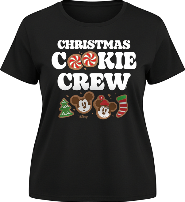 Disney Mickey and Minnie Christmas Cookie Crew Women's Short Sleeve Graphic T-shirts