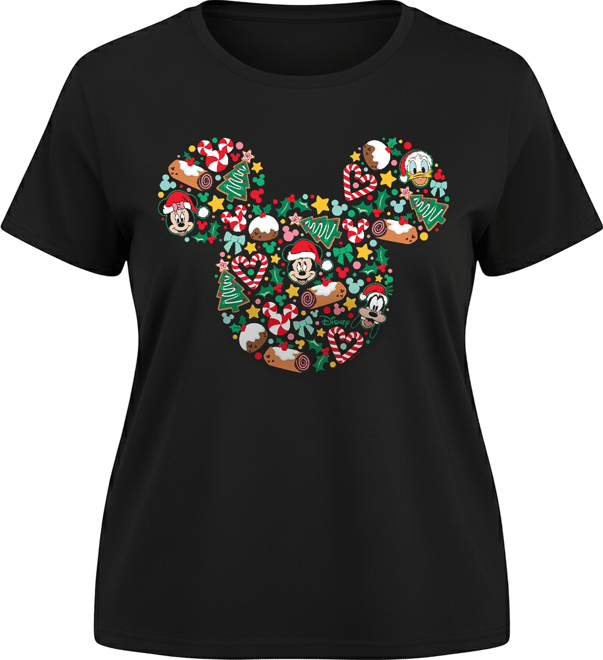 Disney Mickey and Friends Christmas Women's Short Sleeve Graphic T-shirts