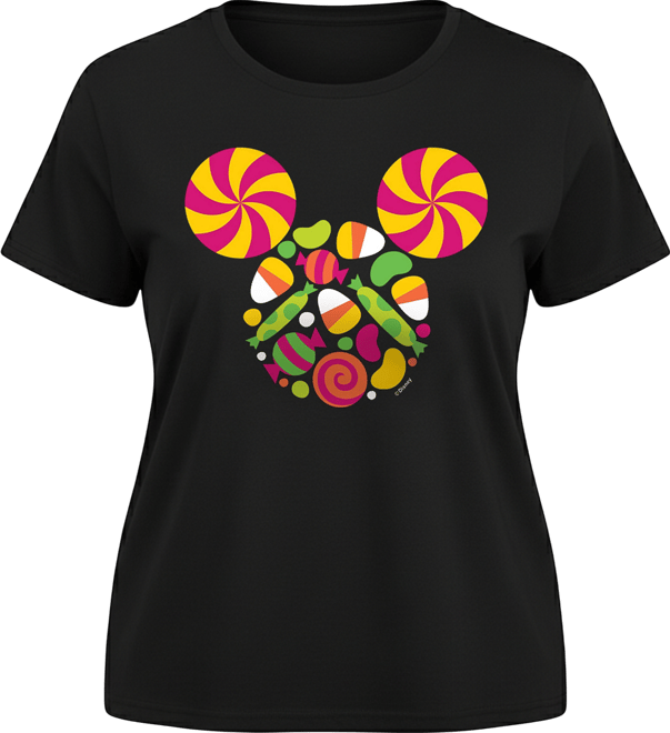 Disney Halloween Mickey Mouse Candy Women's Short Sleeve Graphic T-shirts