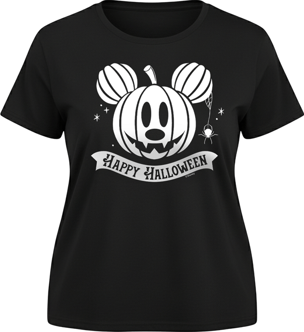 Disney Happy Halloween Mickey Pumpkin Women's Short Sleeve Graphic T-shirts