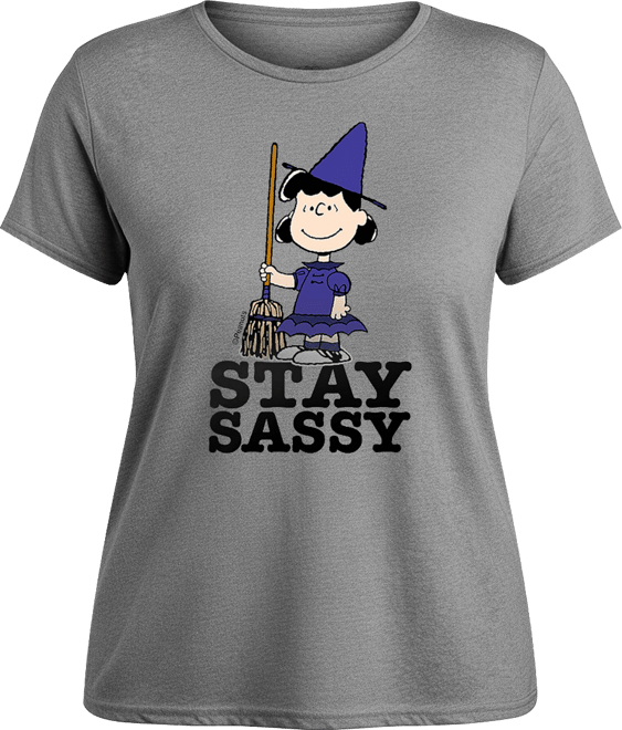 Peanuts Halloween Lucy Witch Sassy Women's Short Sleeve Graphic T-shirts