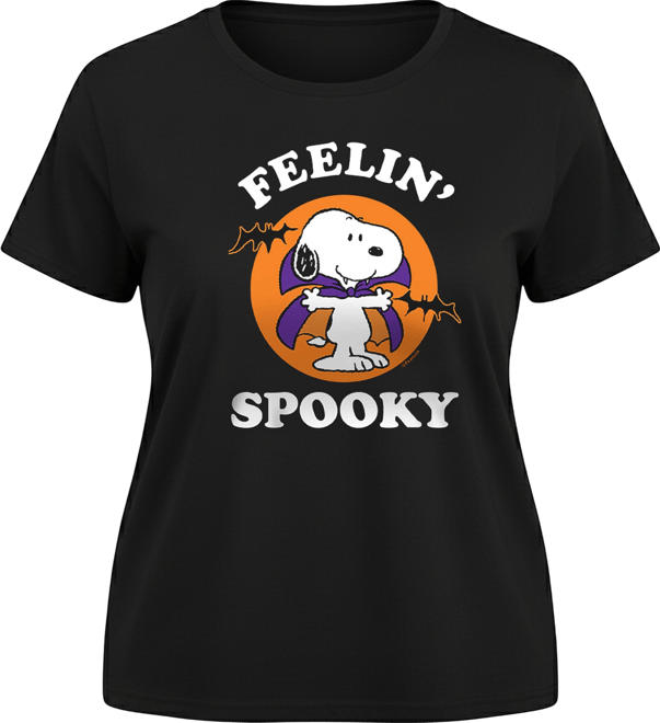 Snoopy Halloween Feelin' Spooky Women's Short Sleeve Graphic T-shirts