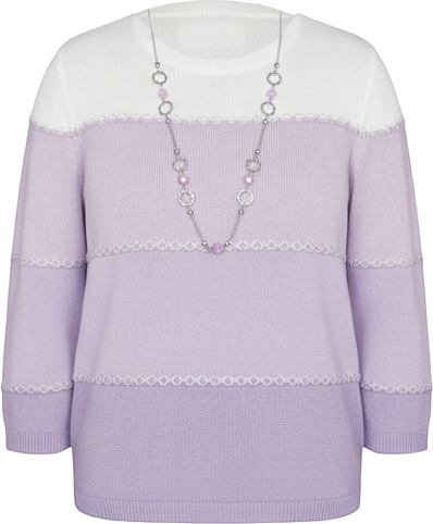 Petite Hilton Head Ombre Stripe Sweater with Necklace
