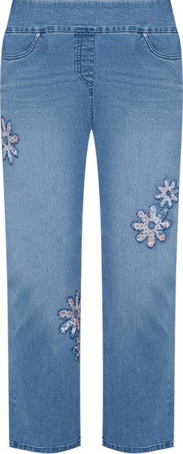 Petite Hilton Head Floral Applique Detail Average Length Pants