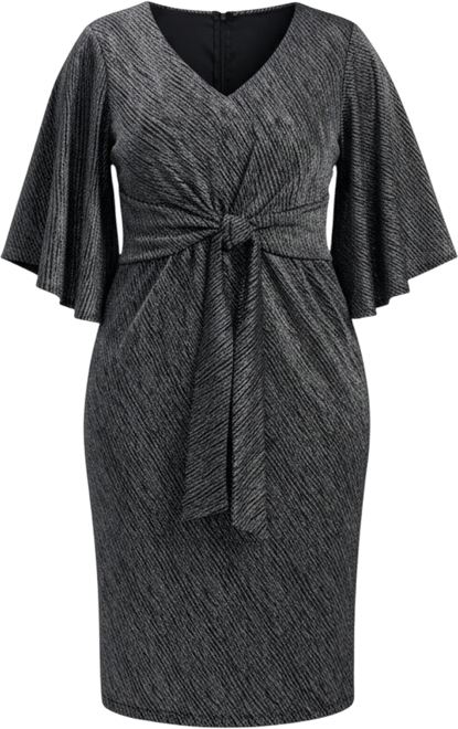 Women's Anastasia Metallic Knit Tie Front Dress