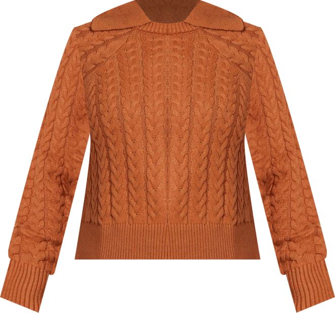 Women's Cableknit Sweater With Wide Collar