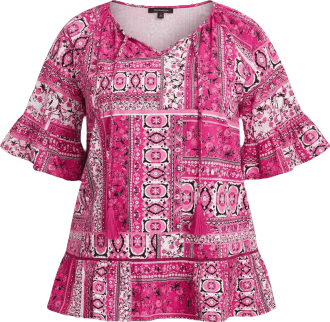 Women's Plus Size Flutter Sleeve Top