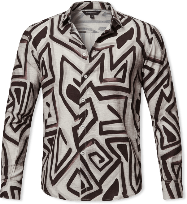Men's Onyx Black & Cloud Grey Abstract Breezy Shirt