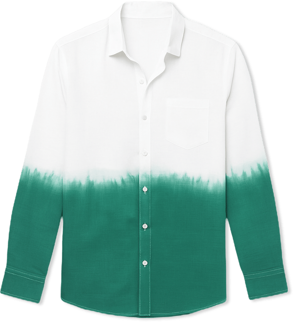 Men's Emerald Green Ombre-Plunge Regular Shirt