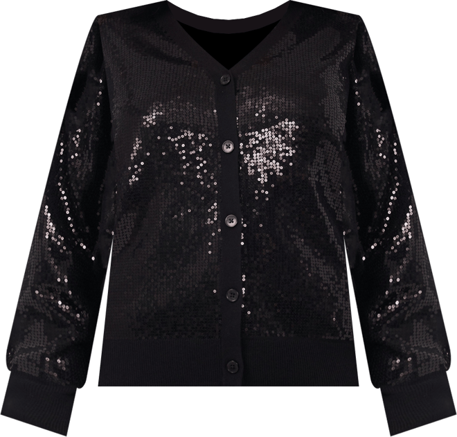 Plus Size Sequined V-Neck Cardigan Sweater