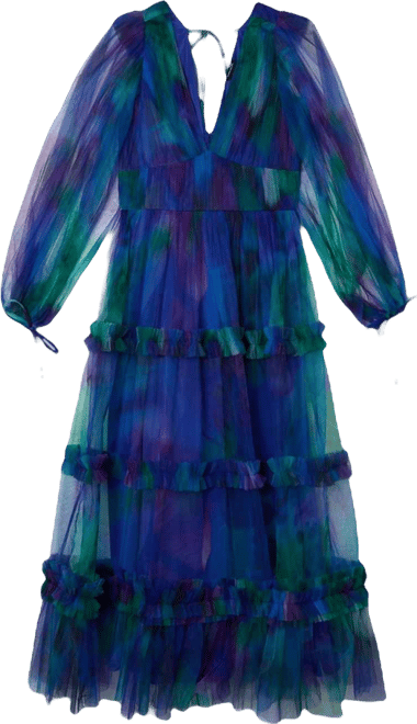 Women's Dark Floral Plunge Maxi Dress